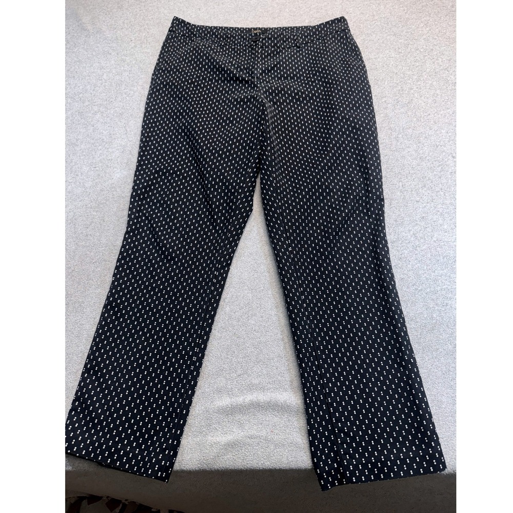 Dalia Dress Pants Womens 10 Black White Polka Dot Straight Ankle Career Trousers